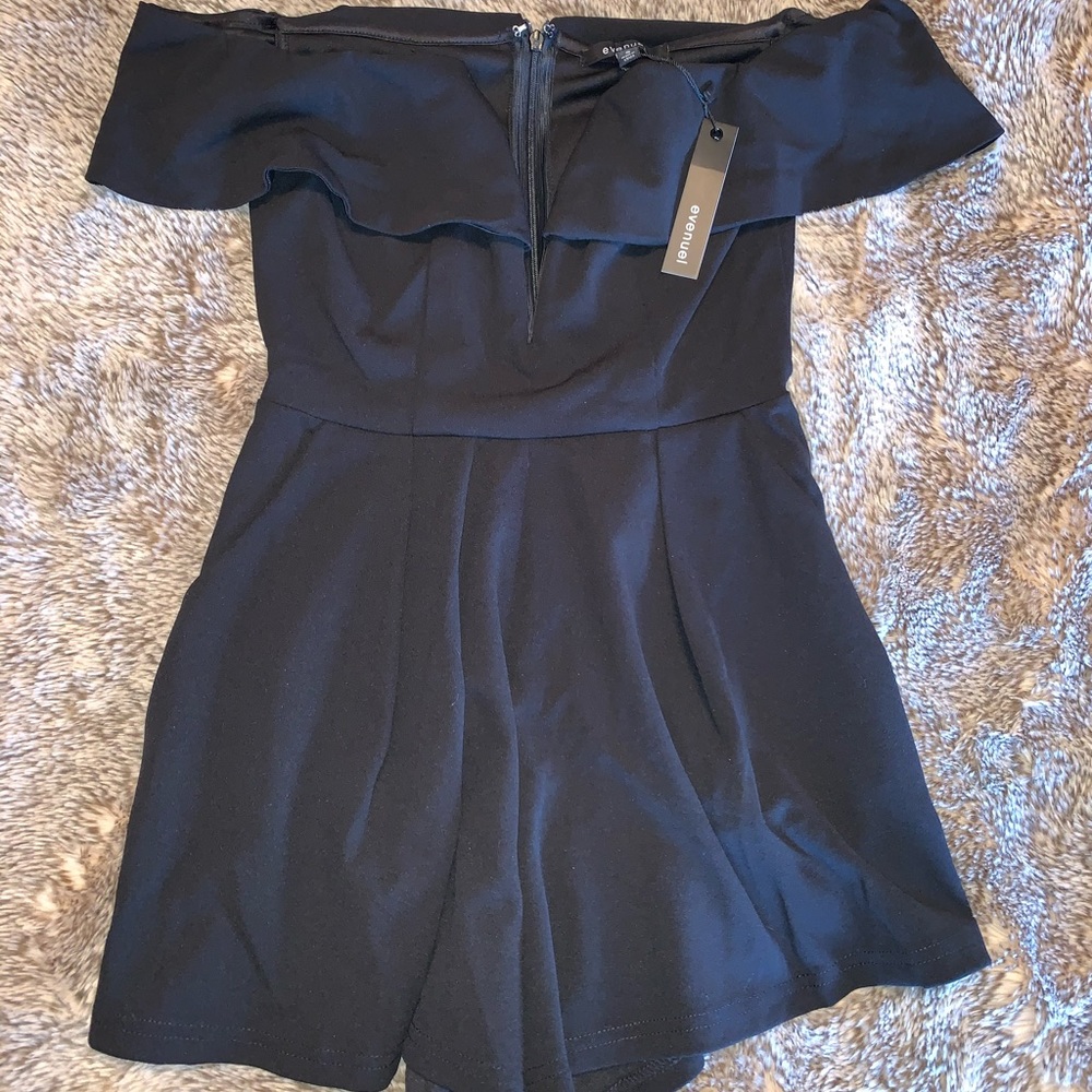 New Black Off the Shoulder Romper